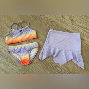 Wonder Nation Lilac and Sunset Ombre Two-Piece Swim Set with Cover Up